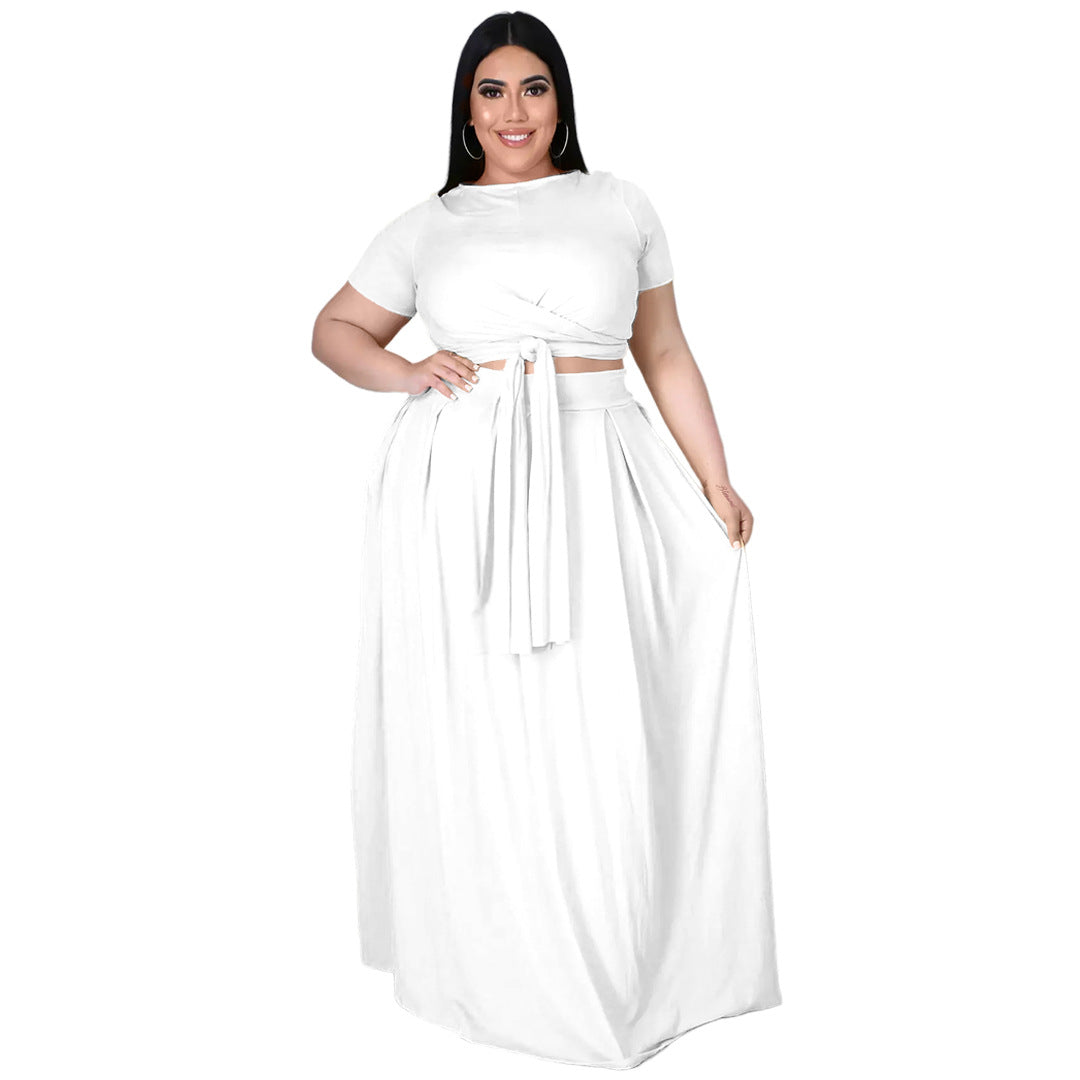 Curvy Solid Color Two-Piece Set