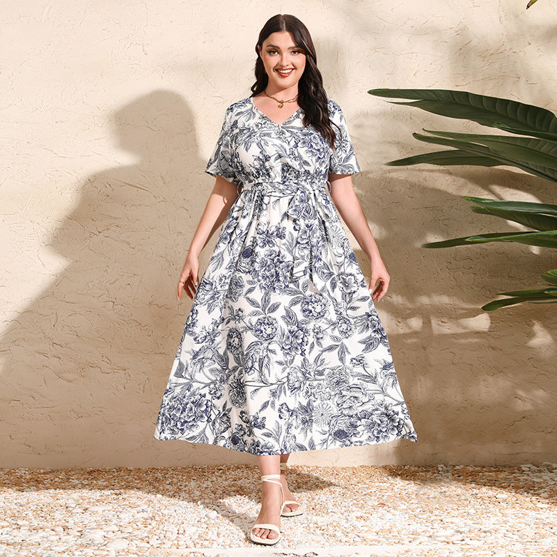 Plus size Summer Short Sleeve Dress