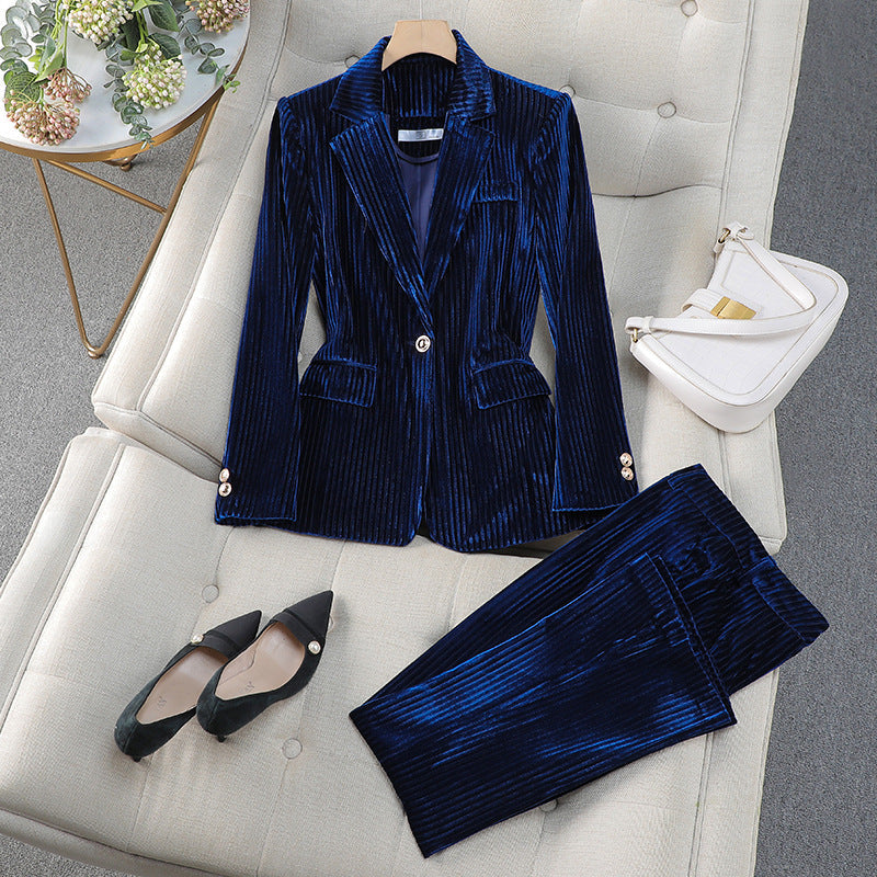 | Women's Casual Tailored Suit Set, Long Blazer