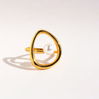 Abstract Pearl Openwork Curve Knuckle Ring