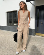 Vest & Casual Pants Two Piece Set