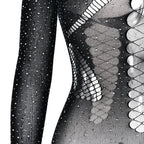 Off shoulder long sleeve beaded hollow out jumpsuit  | Festival Outfits Women