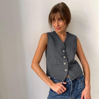 Grey Sleeveless Two Piece Set