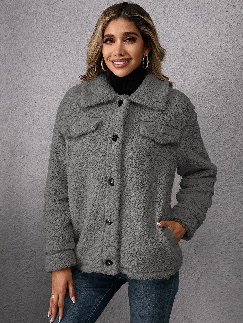 Plush Lamb Wool Trench Coat Jacket