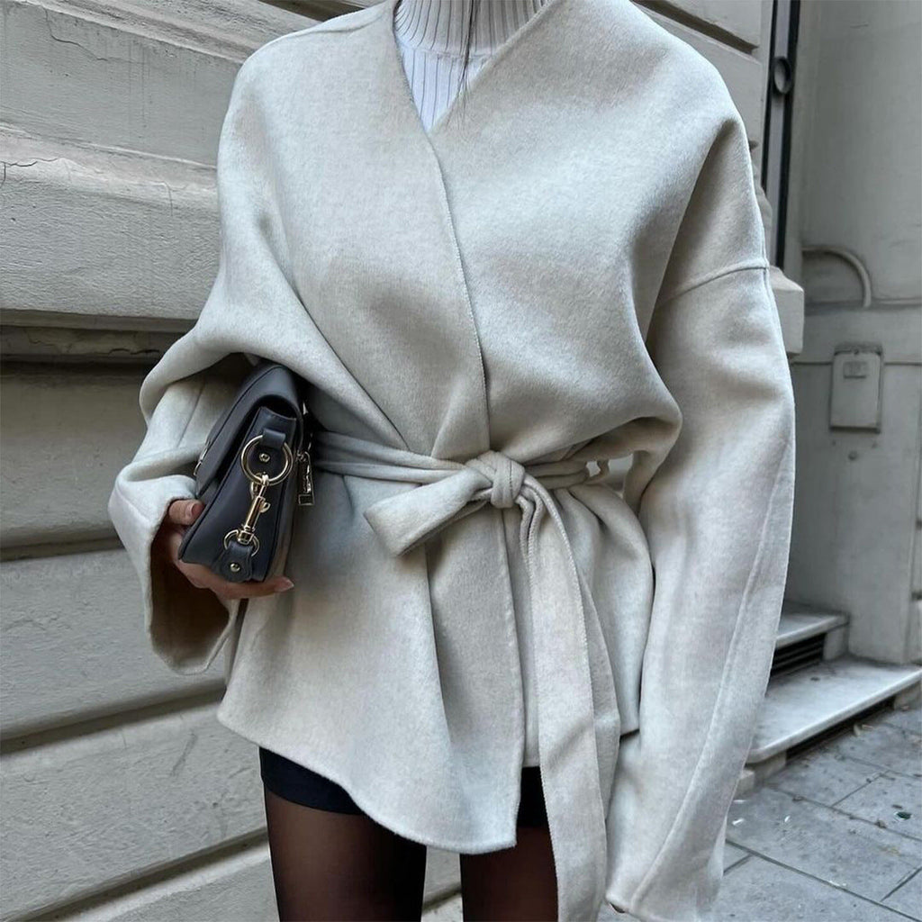 Solid Color Bell Sleeve Jacket
