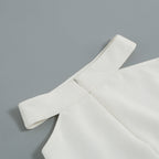 White Cutout Long Sleeve Blazer Dress
