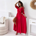 Solid Color Sexy Mid Length Dress