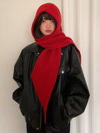 Solid Knitted Hooded Scarf