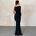 Meliora One Shoulder Backless Maxi Dress In Black