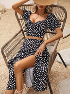 Short Sleeve Split Skirt Set
