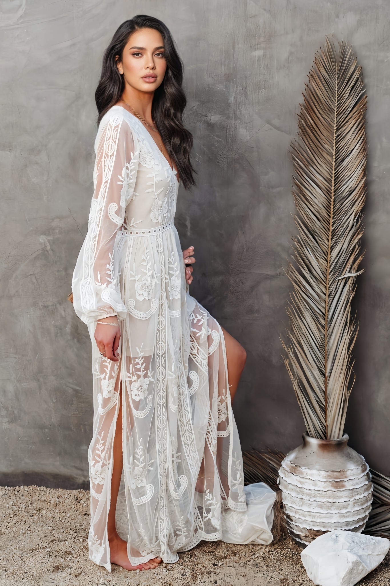 Elina Lace Long Sleeve Maxi Dress