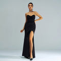 One-Shoulder Bust-Wrapped Hip-Covering Slit Dress