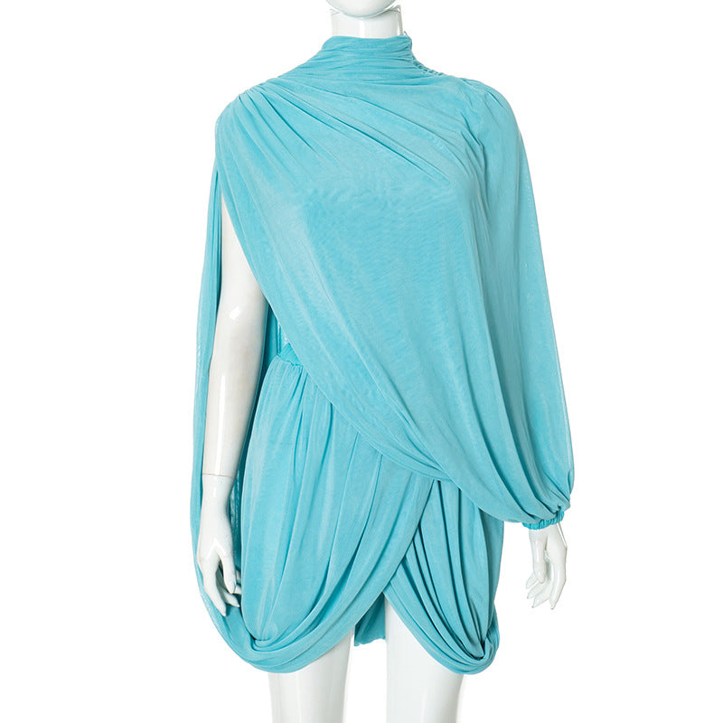 Valentina Luxe Women's Asymmetric Draped Mini Dress Elevated Occasion Wear