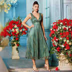 Deep V Plunge Waist Strap Dress Elegant Dress