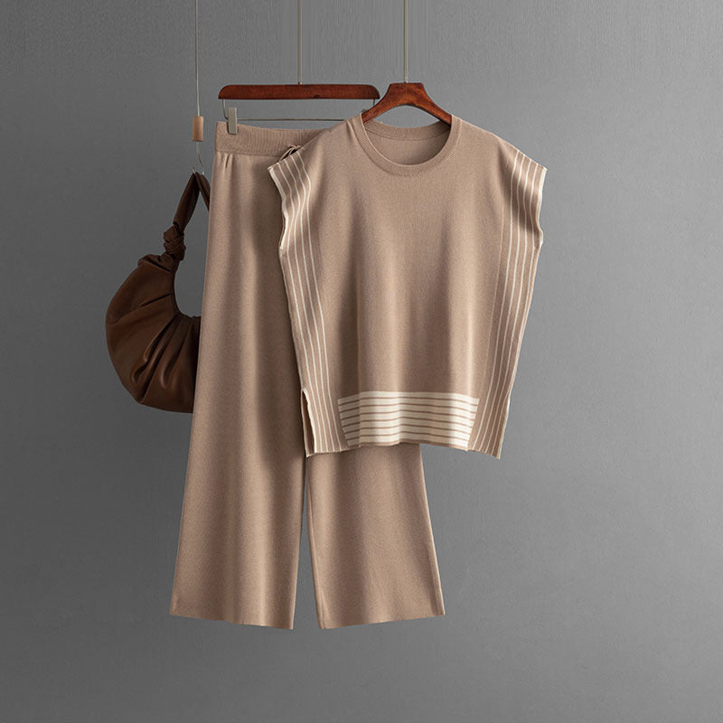Round Neck Loose Two Piece Knitted Set