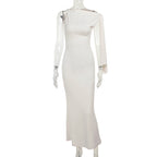 Sleeveless High Neck Asymmetric Drape Sash Column Maxi Gown