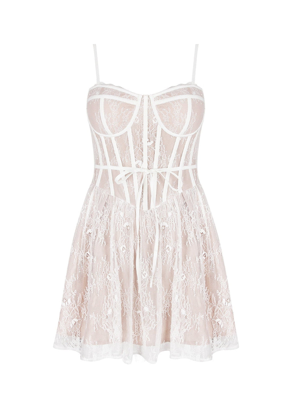 Floral Lace Corset Sweetheart Spaghetti Strap Babydoll Mini Dress