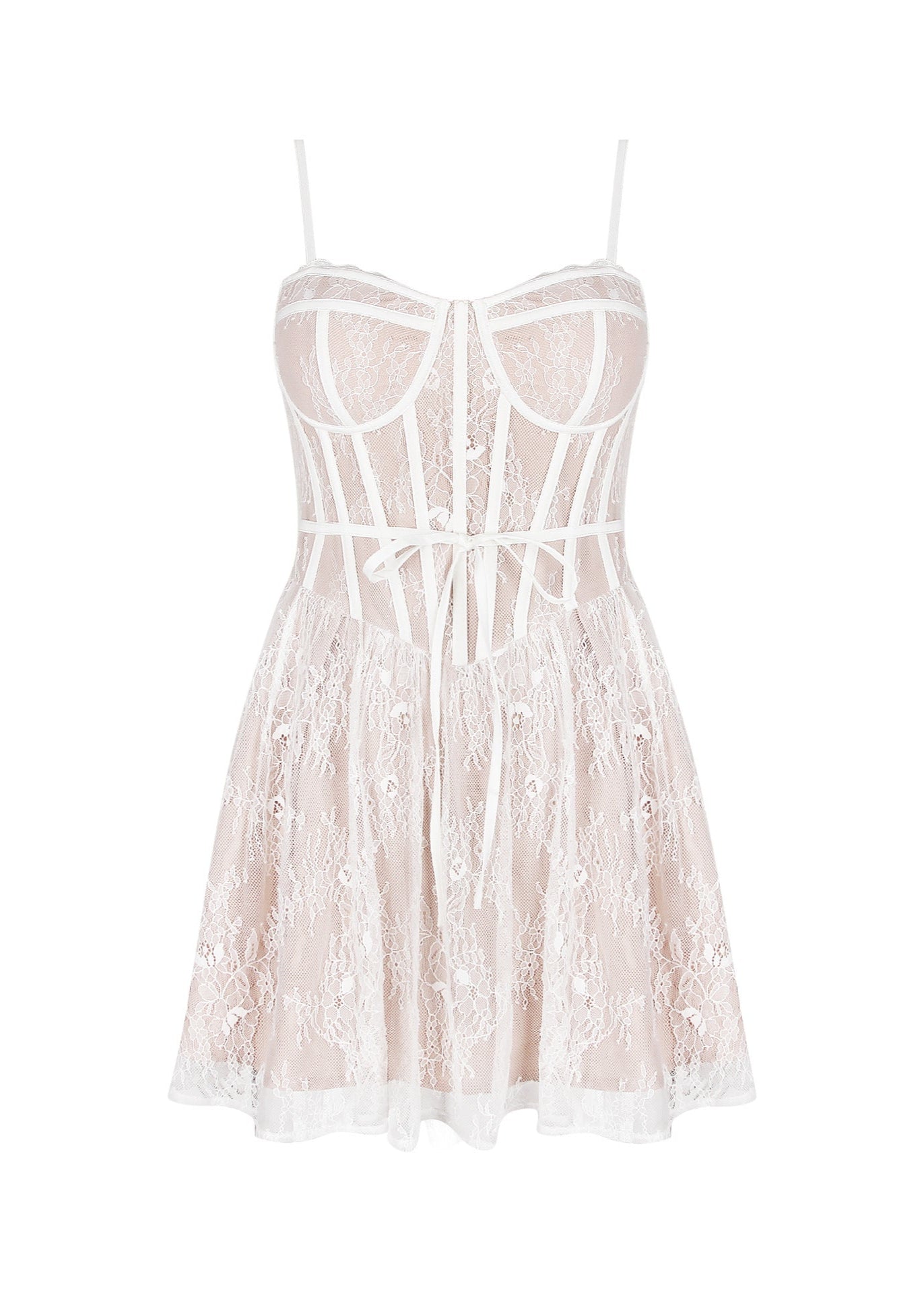 Floral Lace Corset Sweetheart Spaghetti Strap Babydoll Mini Dress