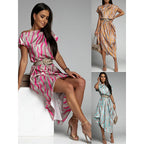 Zaida Elevated Women's Asymmetric Midi Dress with Unique Print Boutique Collection