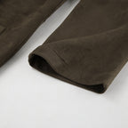 Brown Suede Long Sleeve Long Coat