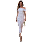 Party Mini Dress Sequined One Shoulder Dress