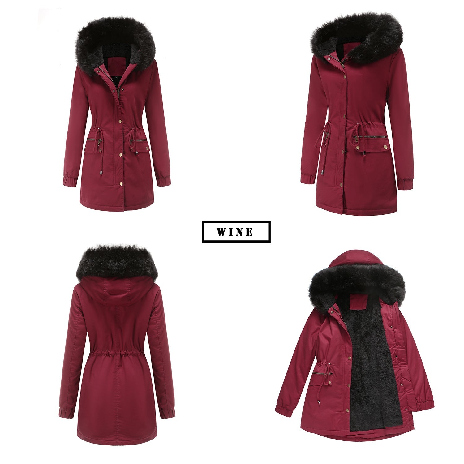 Fleece Lined Hooded Parka Jacket
