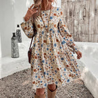 Norma Premium Women's Floral Dress with a Casual Cut and Puff Sleeves Wardrobe Essential