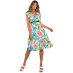 Eugenia Statement Women's Floral Ruffle Midi Dress Elevated Occasion Wear