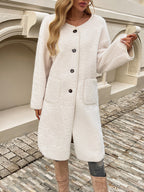 Casual Breasted Pocket Long Coat