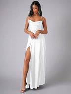 Elegant Spaghetti Strap Ruched Formal Dress