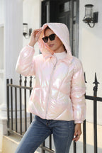Shiny Hooded Thermal Puffer Jacket