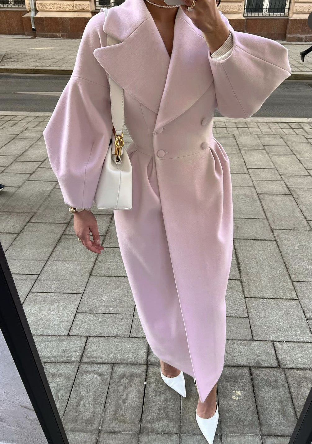 | Coat with Puff Sleeves and Lapels