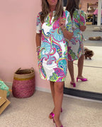 Nuria Aesthetic Colorful Patterned Summer Dress Designer Edit