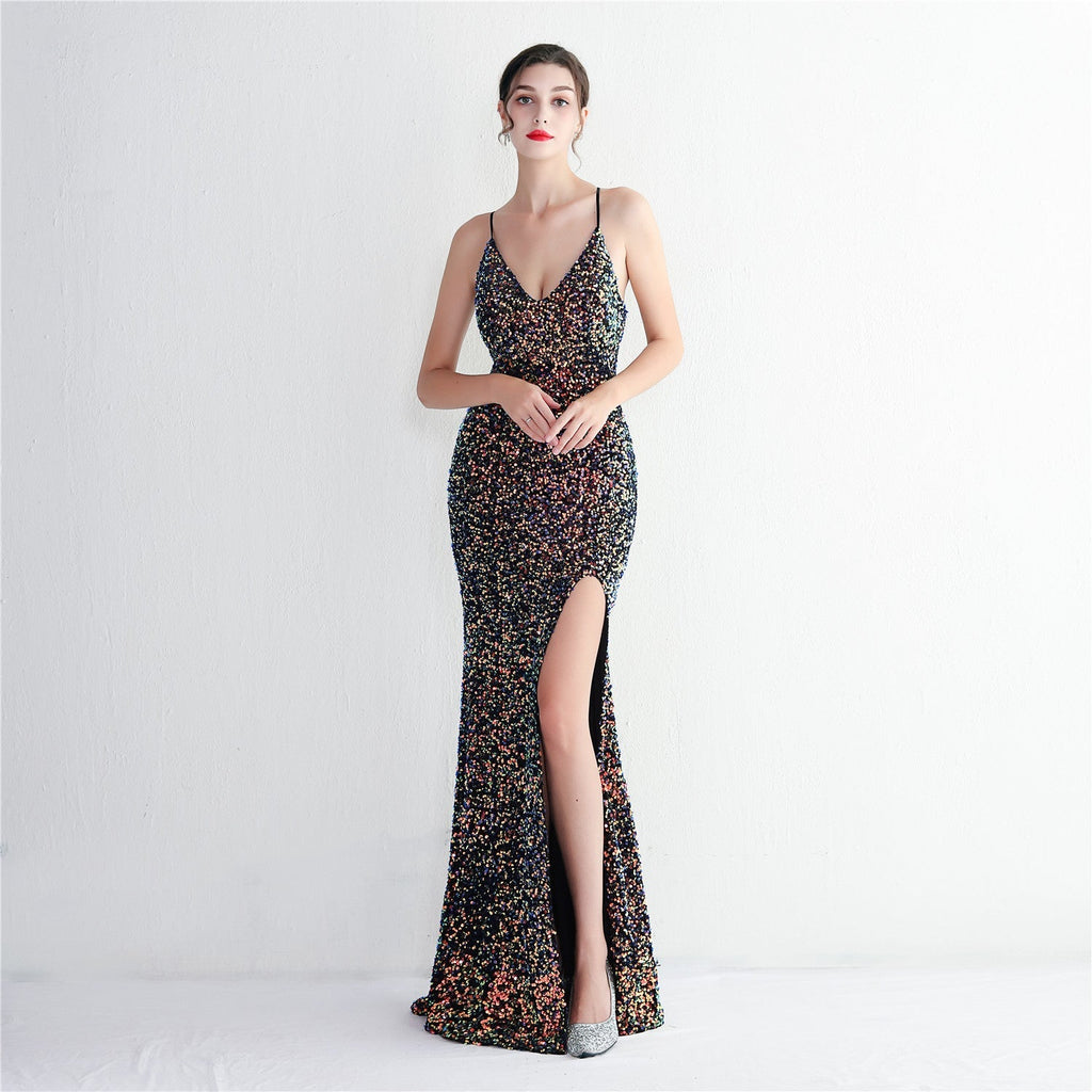 Velvet Bottom Sequined Dress