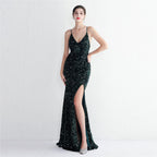 Velvet Bottom Sequined Dress