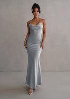 Seraphina - Satin Cowl Neck Evening Gown