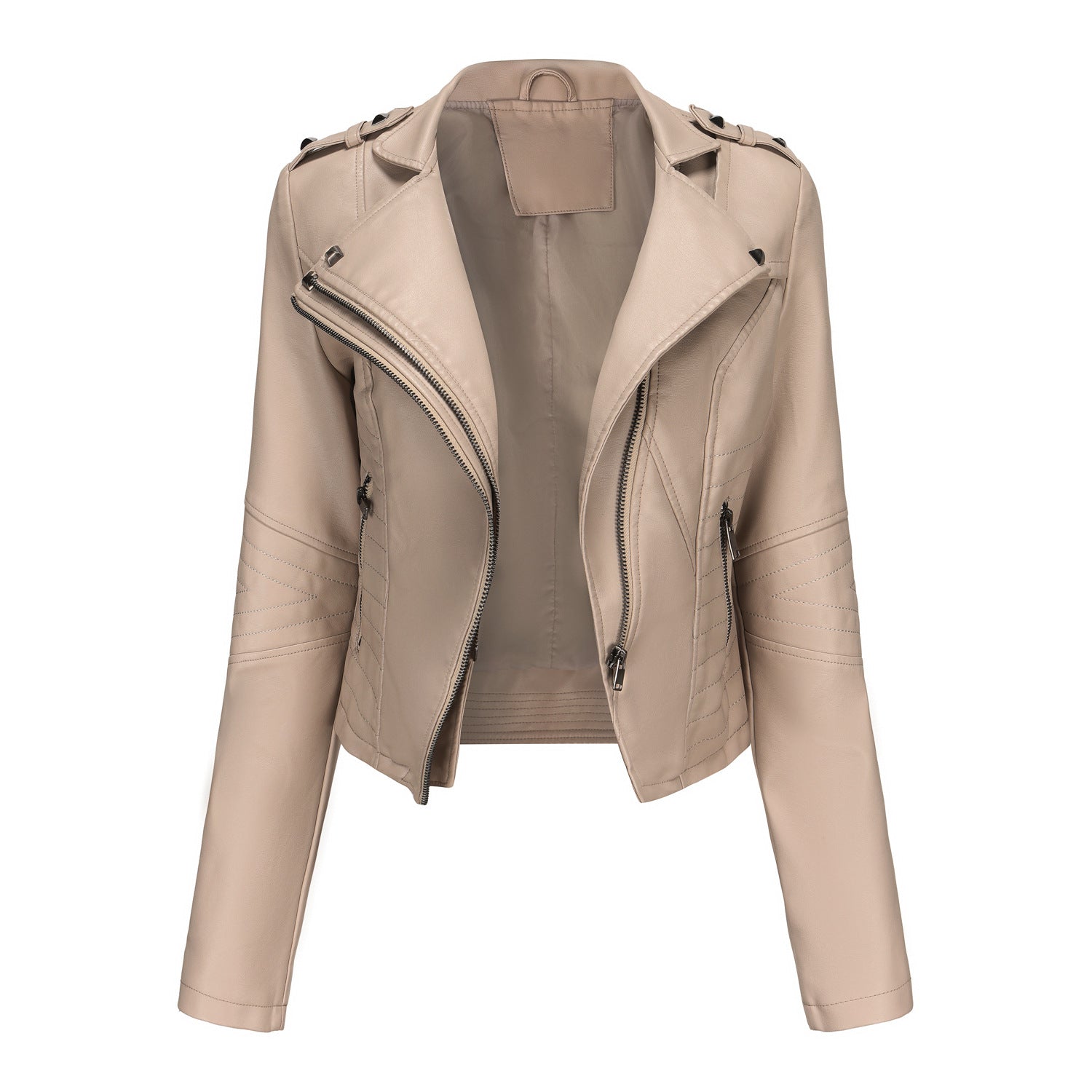 Slim Fit Long Sleeved Leather Jacket