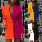 Gloria Exclusive Women's Blazer Dress with Asymmetric Color Design and Double Button Placket Elevated Occasion Wear