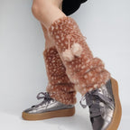 Faux Fur Deer Print Cozy Slouchy Leg Warmers