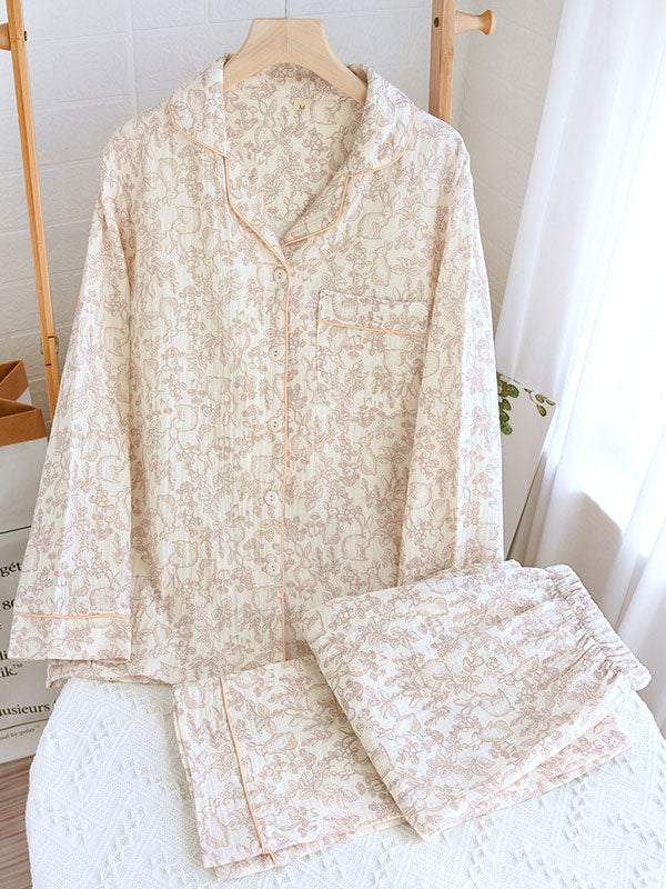 | Women's Long Sleeve Pajama Set in Floral Print