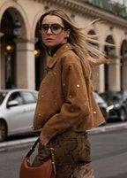 Studded Suede Cropped Jacket
