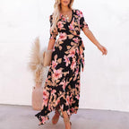 Paty Minimalist Women's Floral Wrap Maxi Dress Elevated Occasion Wear