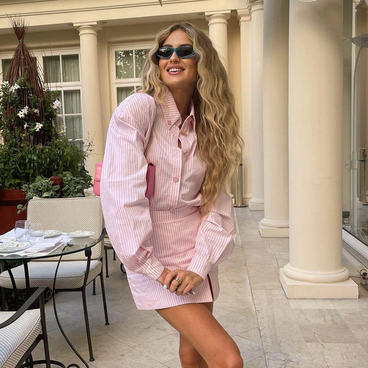 Manuela Aesthetic Women's Blouse Dress with Asymmetric Hem and Long Sleeves Everyday Luxe Edit