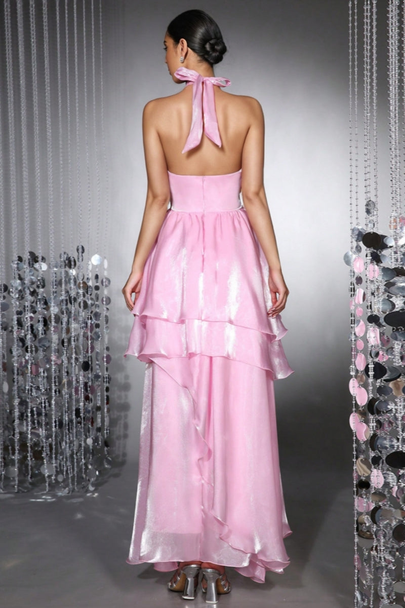 Reem Pink Ruffled Maxi Dress