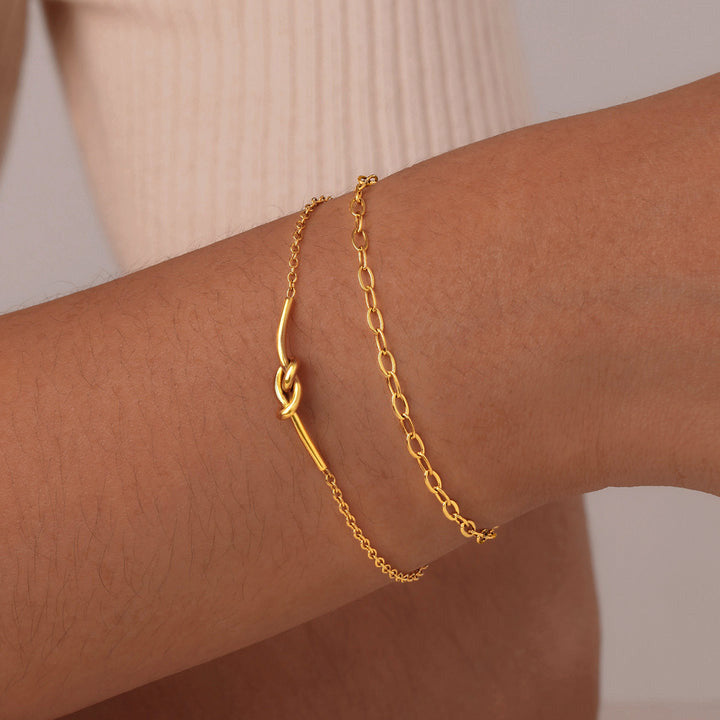 Copper Double-Layer Knotted Chain Bracelet