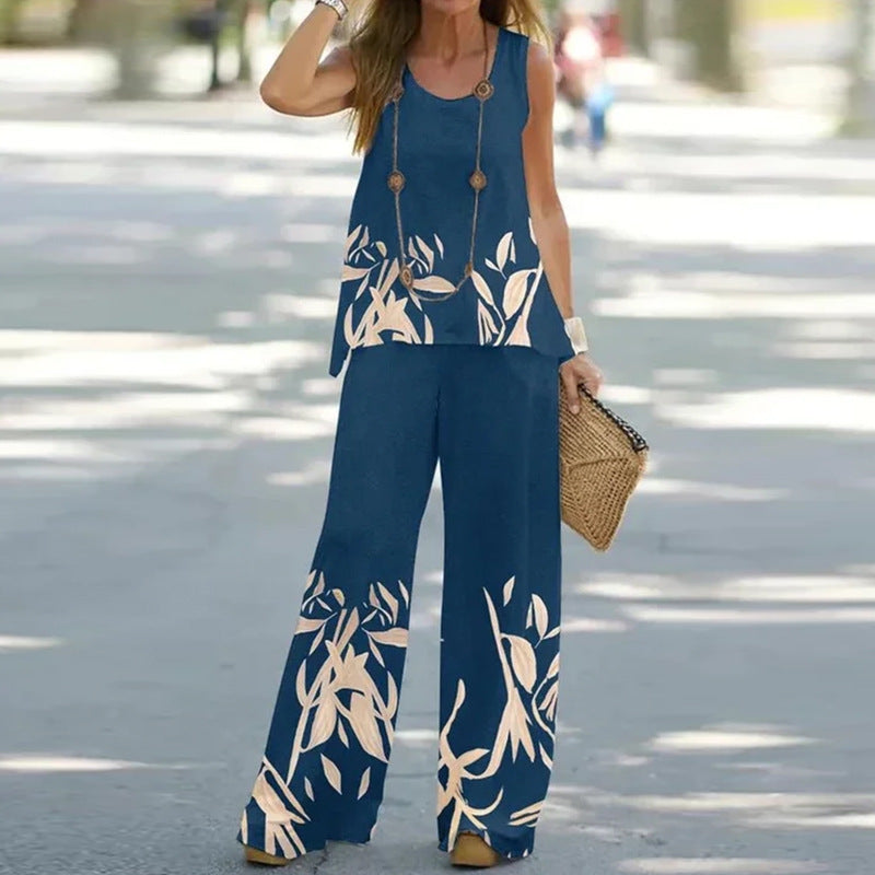Printed Sleeveless Top and Bottom Set