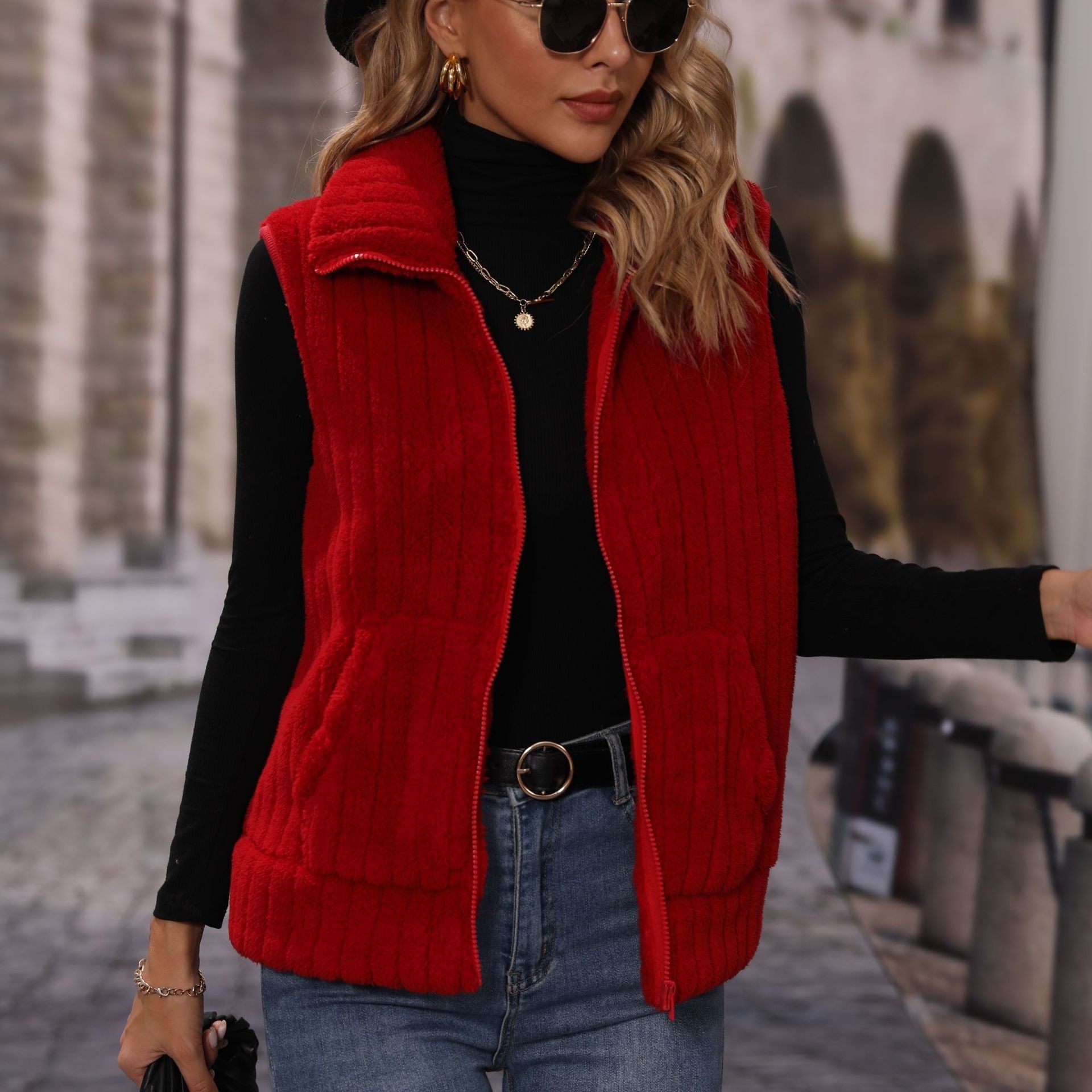 Striped Plush Casual Jacket