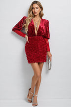 Dax 3D Floral Long Sleeve Mini Dress