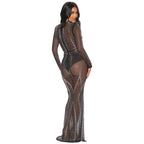 Magaly Aesthetic Women's Evening Dress Made of Mesh with Rhinestone Decorations Designer Edit