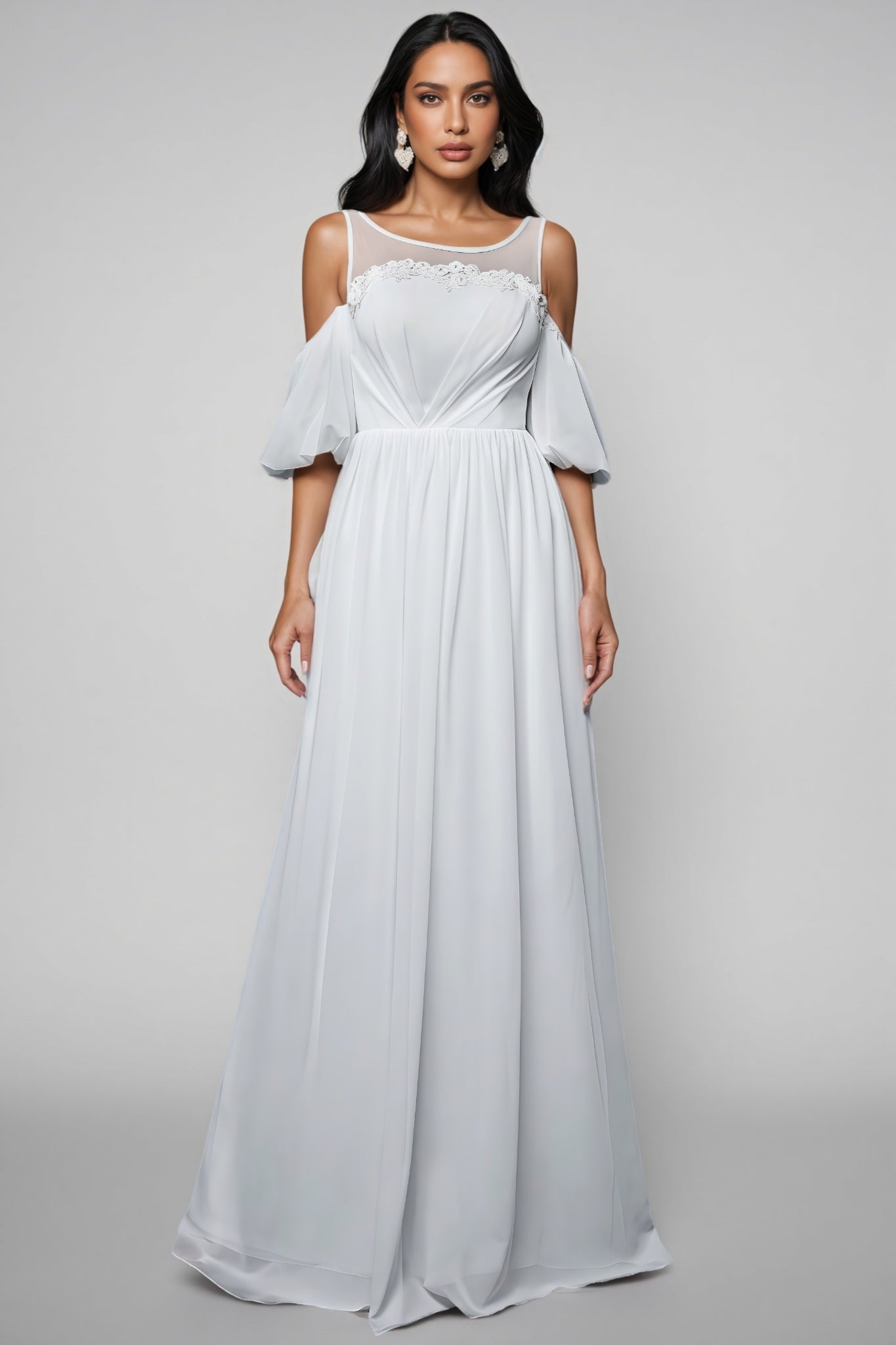 Calyxn White Short Sleeve Maxi Dress